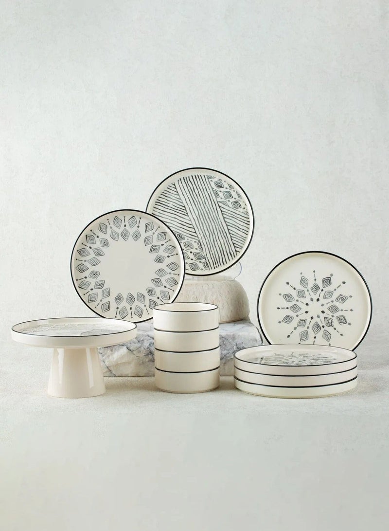 Kitchen Life Etnik 11-Piece 6-Person Serving Breakfast Set with Stand Multicolor 19/10.5/19 cm – Made in Turkey - Image 4